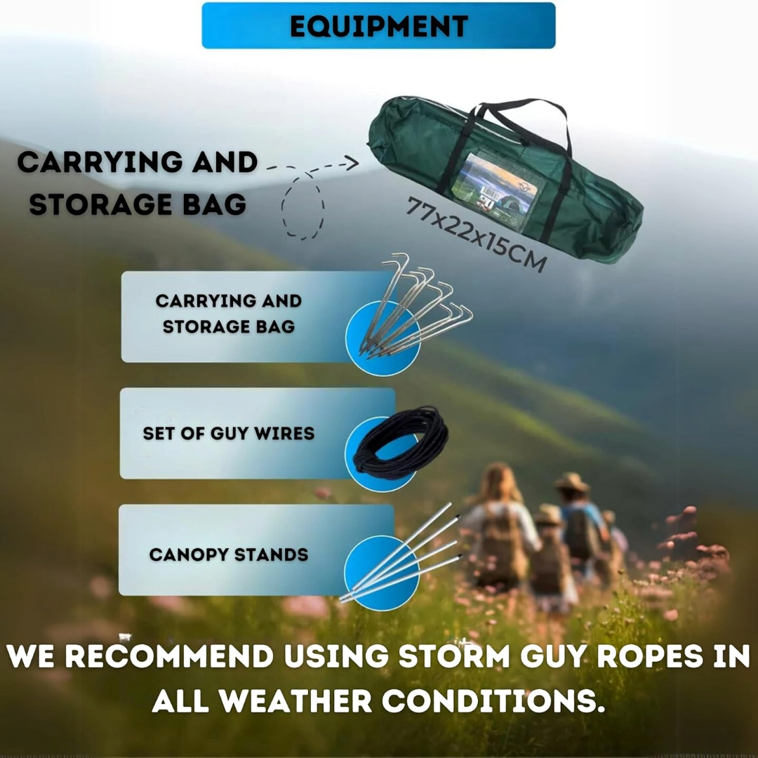 Pop-Up Camping Tent 3-4 Person Outdoor Folding Tent (Green)