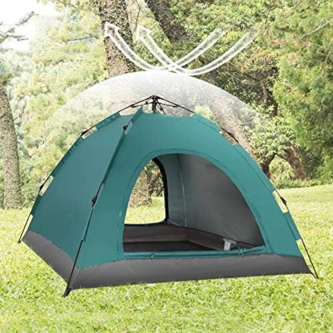Pop-Up Camping Tent 3-4 Person Outdoor Folding Tent (Green)