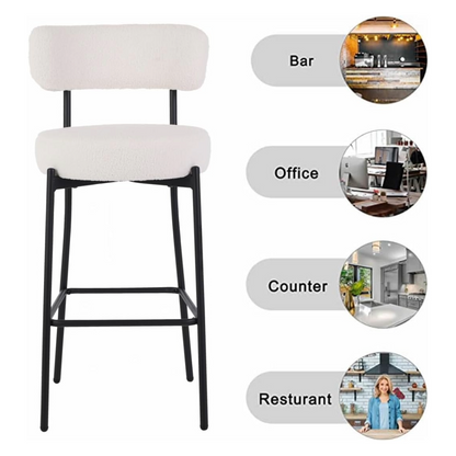Bar Stool Boucle Fabric Counter Bar Stools