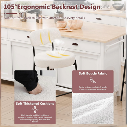 Bar Stool Boucle Fabric Counter Bar Stools