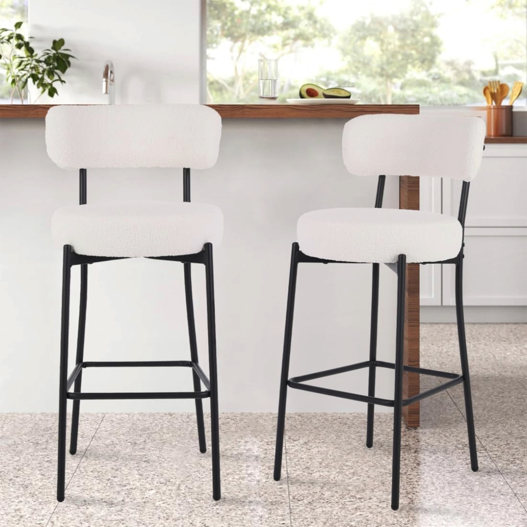 Bar Stool Boucle Fabric Counter Bar Stools