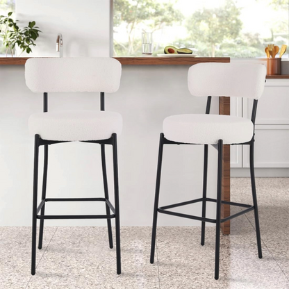 Bar Stool Boucle Fabric Counter Bar Stools