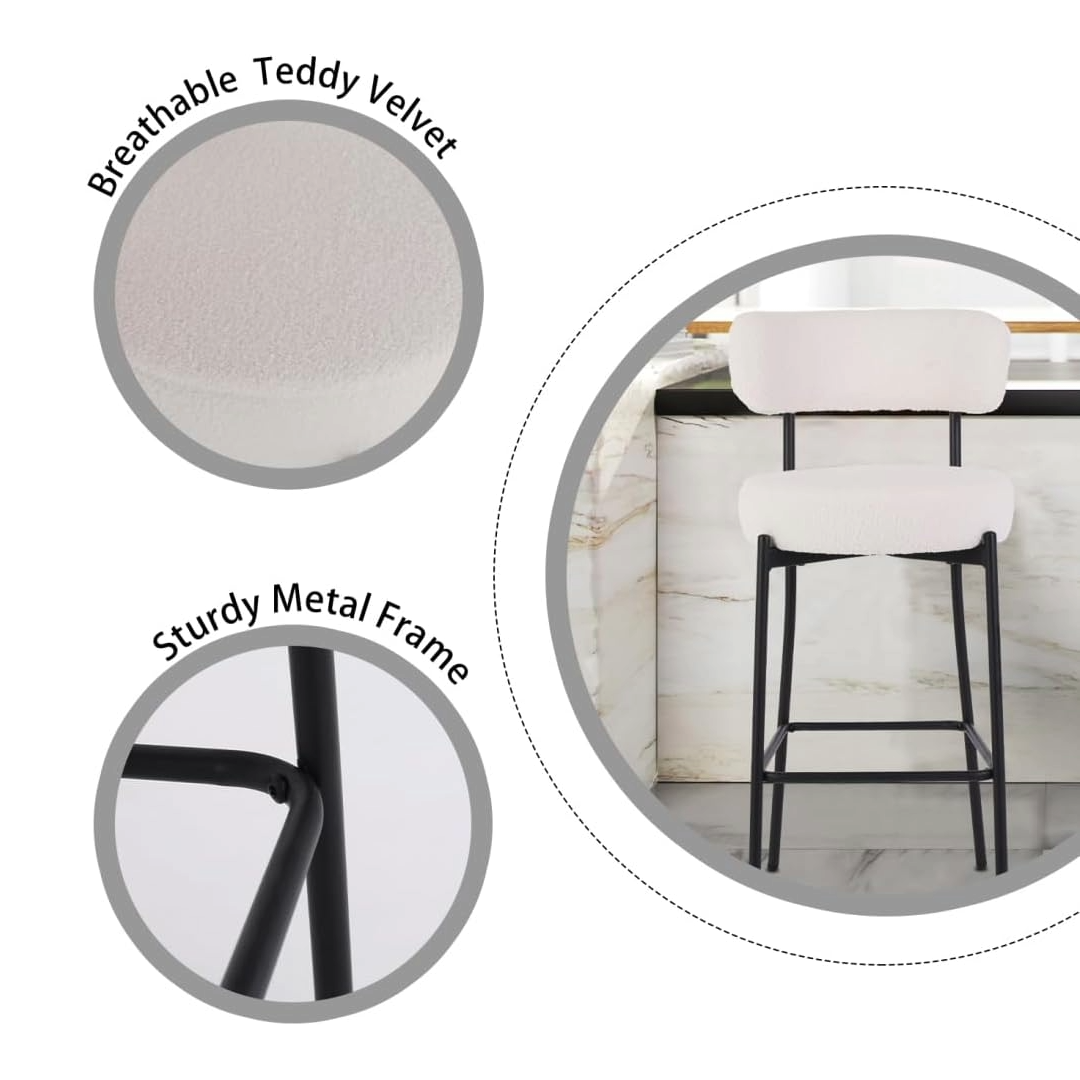Bar Stool Boucle Fabric Counter Bar Stools