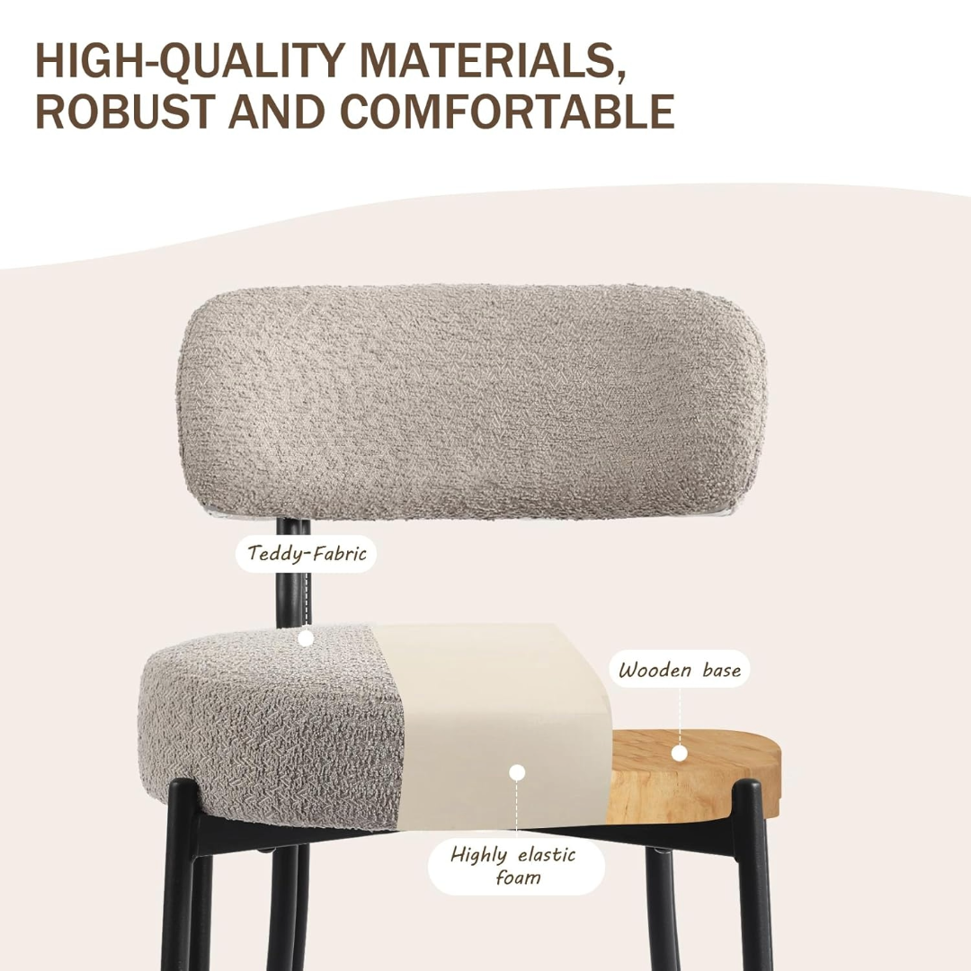 Bar Stool Boucle Fabric Counter Bar Stools