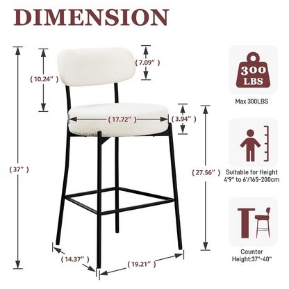 Bar Stool Boucle Fabric Counter Bar Stools