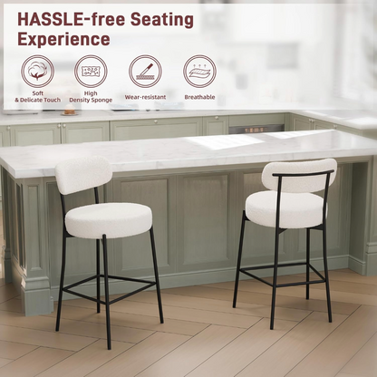 Bar Stool Boucle Fabric Counter Bar Stools