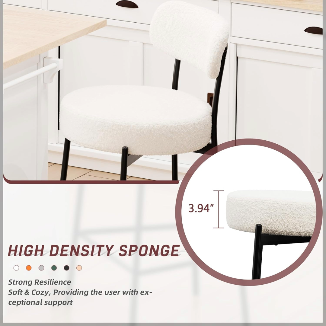 Bar Stool Boucle Fabric Counter Bar Stools