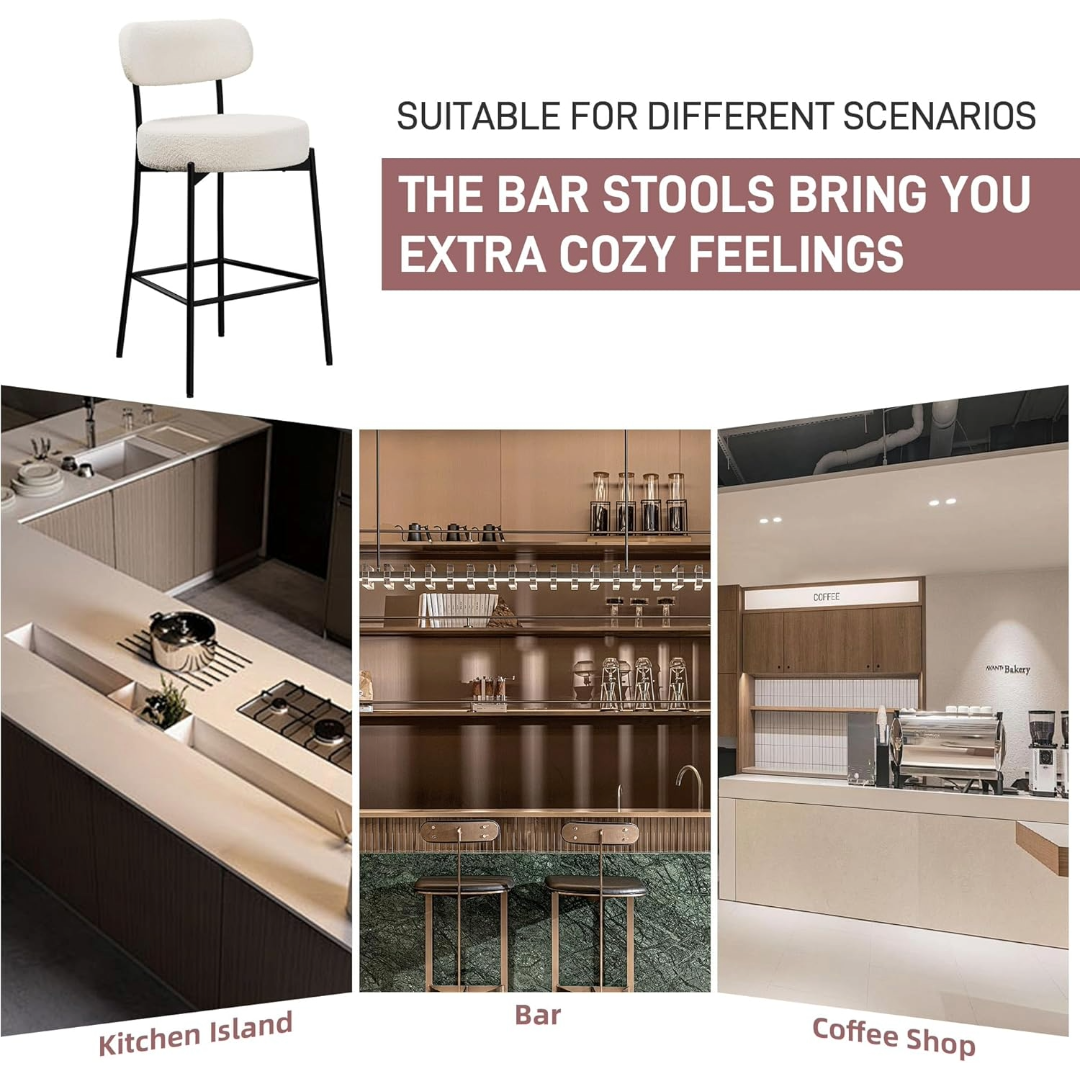 Bar Stool Boucle Fabric Counter Bar Stools