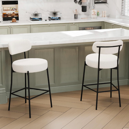Bar Stool Boucle Fabric Counter Bar Stools