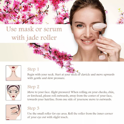 Jade Roller Kit, Gua Sha Massage Tool (Silver)