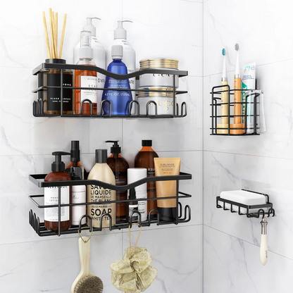 4pcs Bathroom Organizer Rack Shower Storage Shelf Basket for Home