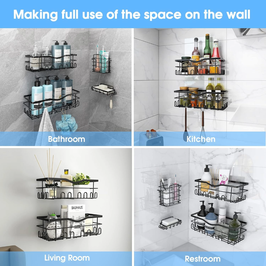 4pcs Bathroom Organizer Rack Shower Storage Shelf Basket for Home