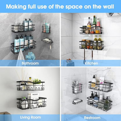 4pcs Bathroom Organizer Rack Shower Storage Shelf Basket for Home