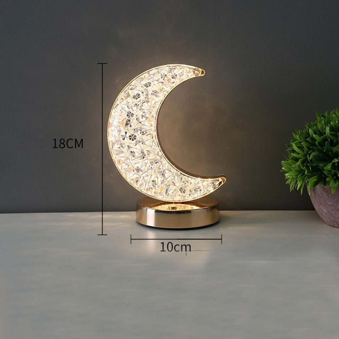LED Night Light Lamp Half Moon Acrylic Crystal Table Lamp