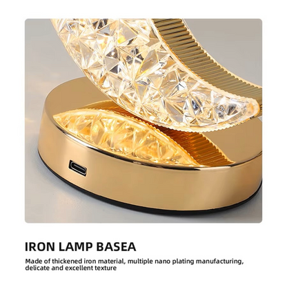 LED Night Light Lamp Half Moon Acrylic Crystal Table Lamp