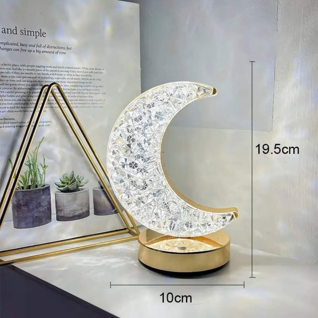 LED Night Light Lamp Half Moon Acrylic Crystal Table Lamp