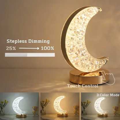 LED Night Light Lamp Half Moon Acrylic Crystal Table Lamp