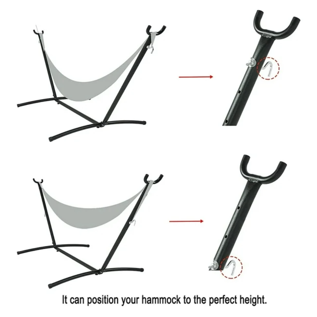 Double Hammock with 9 FT Stand, Space-Saving Steel Stand and Portable Carrying Bag for Outdoor or Indoor