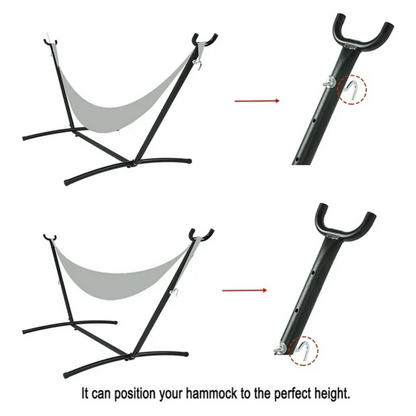 Double Hammock with 9 FT Stand, Space-Saving Steel Stand and Portable Carrying Bag for Outdoor or Indoor