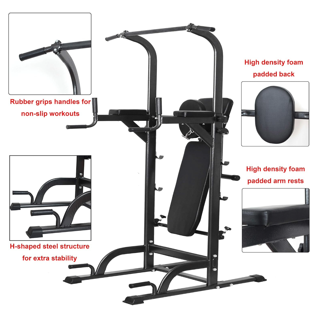 Power Tower Dip Station Pull Up Bar for Home Gym