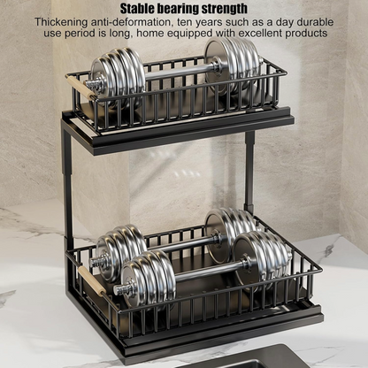 2 Tier Under Sink Organizer Kitchen Organizer (Black)