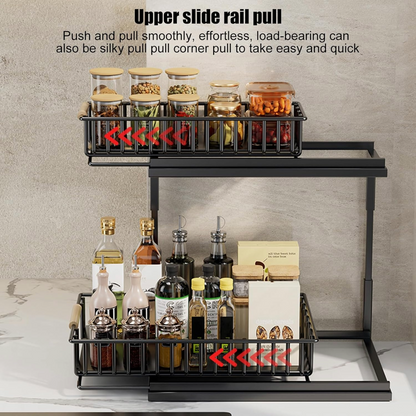 2 Tier Under Sink Organizer Kitchen Organizer (Black)