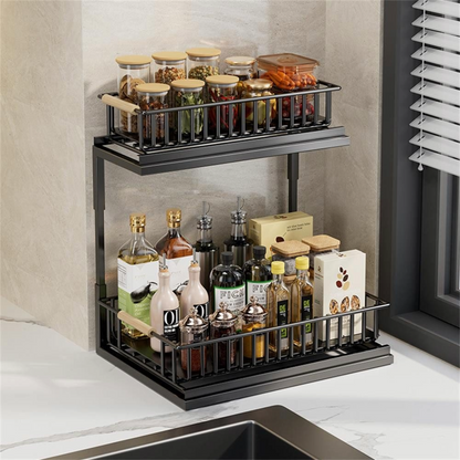 2 Tier Under Sink Organizer Kitchen Organizer (Black)