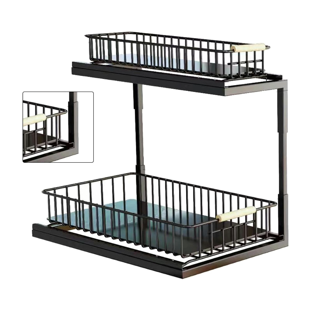 2 Tier Under Sink Organizer Kitchen Organizer (Black)
