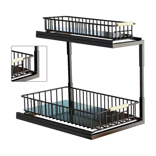 2 Tier Under Sink Organizer Kitchen Organizer (Black)