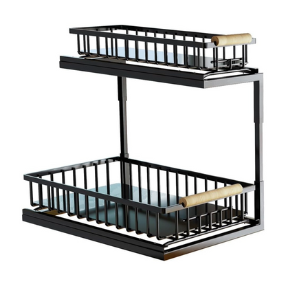 2 Tier Under Sink Organizer Kitchen Organizer (Black)