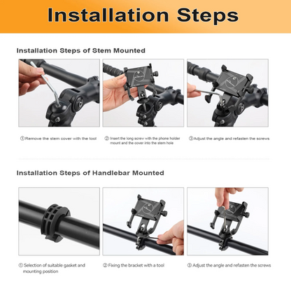 Bike Mobile Phone Holder Anti Sleep Rotating Mobile Phone Clamp (Black)
