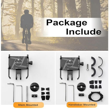 Bike Mobile Phone Holder Anti Sleep Rotating Mobile Phone Clamp (Black)