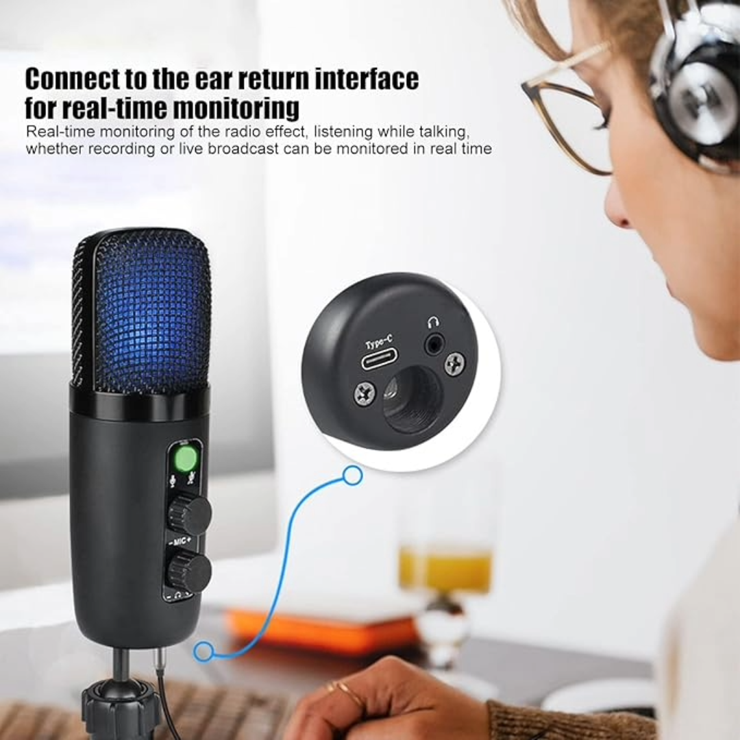 USB Microphone Adjustable Sound Volume Noise Reduction
