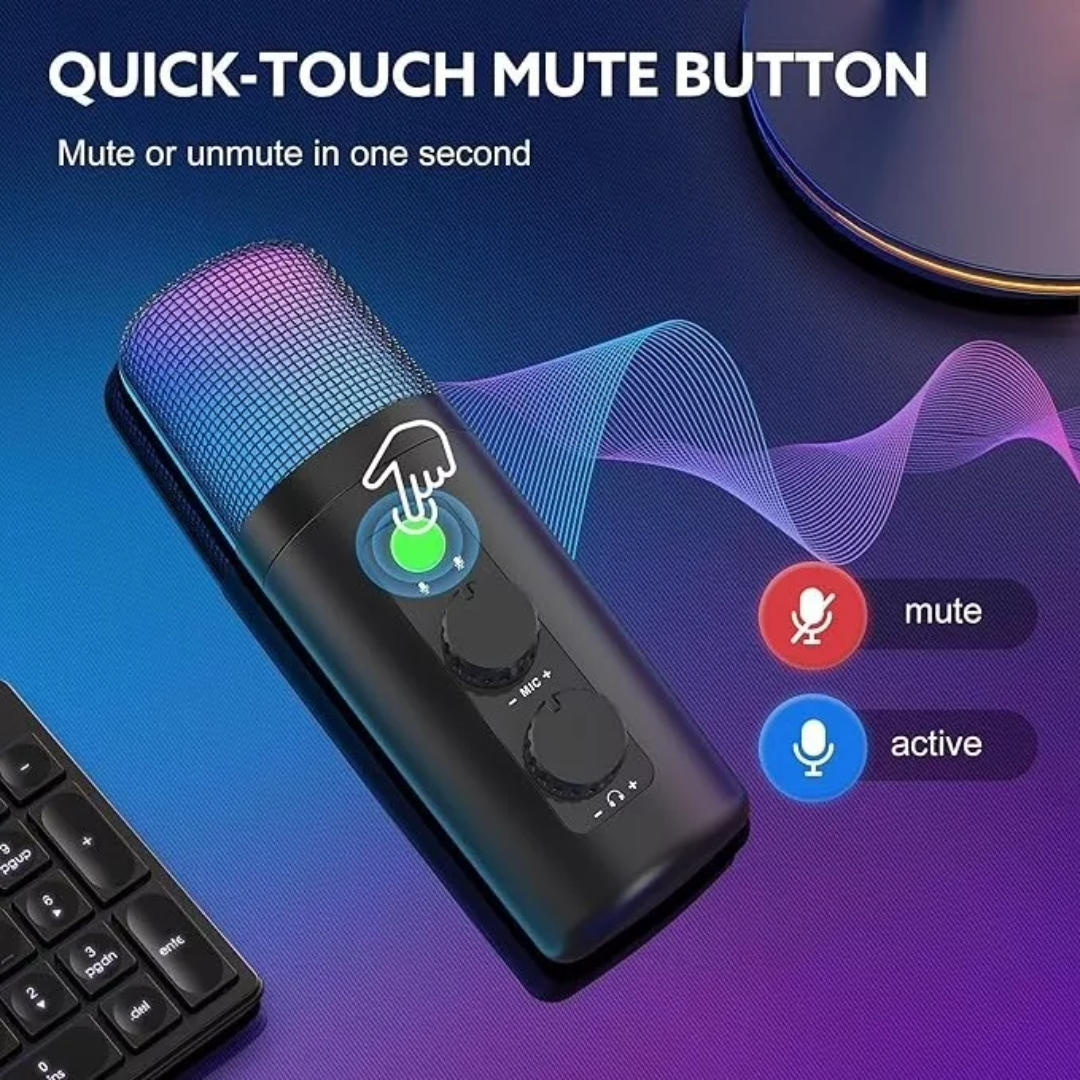 USB Microphone Adjustable Sound Volume Noise Reduction