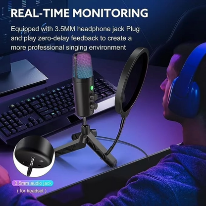 USB Microphone Adjustable Sound Volume Noise Reduction