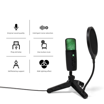 USB Microphone Adjustable Sound Volume Noise Reduction