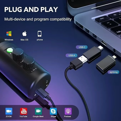 USB Microphone Adjustable Sound Volume Noise Reduction