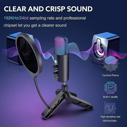 USB Microphone Adjustable Sound Volume Noise Reduction