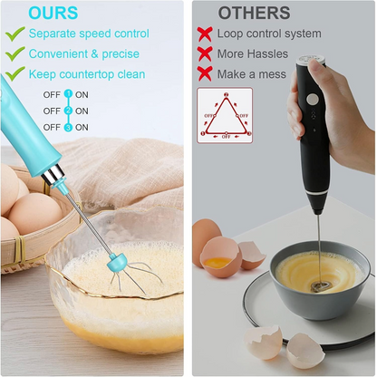 Cordless Electric Milk Frother (Blue)