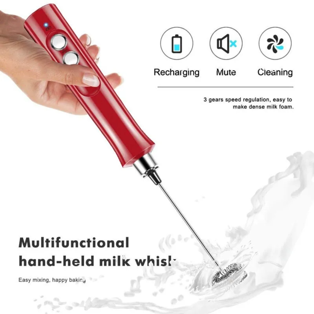 Electric Milk Frother Rechargeable Whisk Mixer Stirrer
