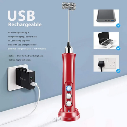 Electric Milk Frother Rechargeable Whisk Mixer Stirrer