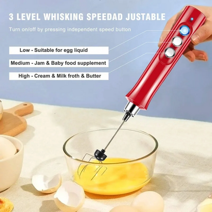 Electric Milk Frother Rechargeable Whisk Mixer Stirrer
