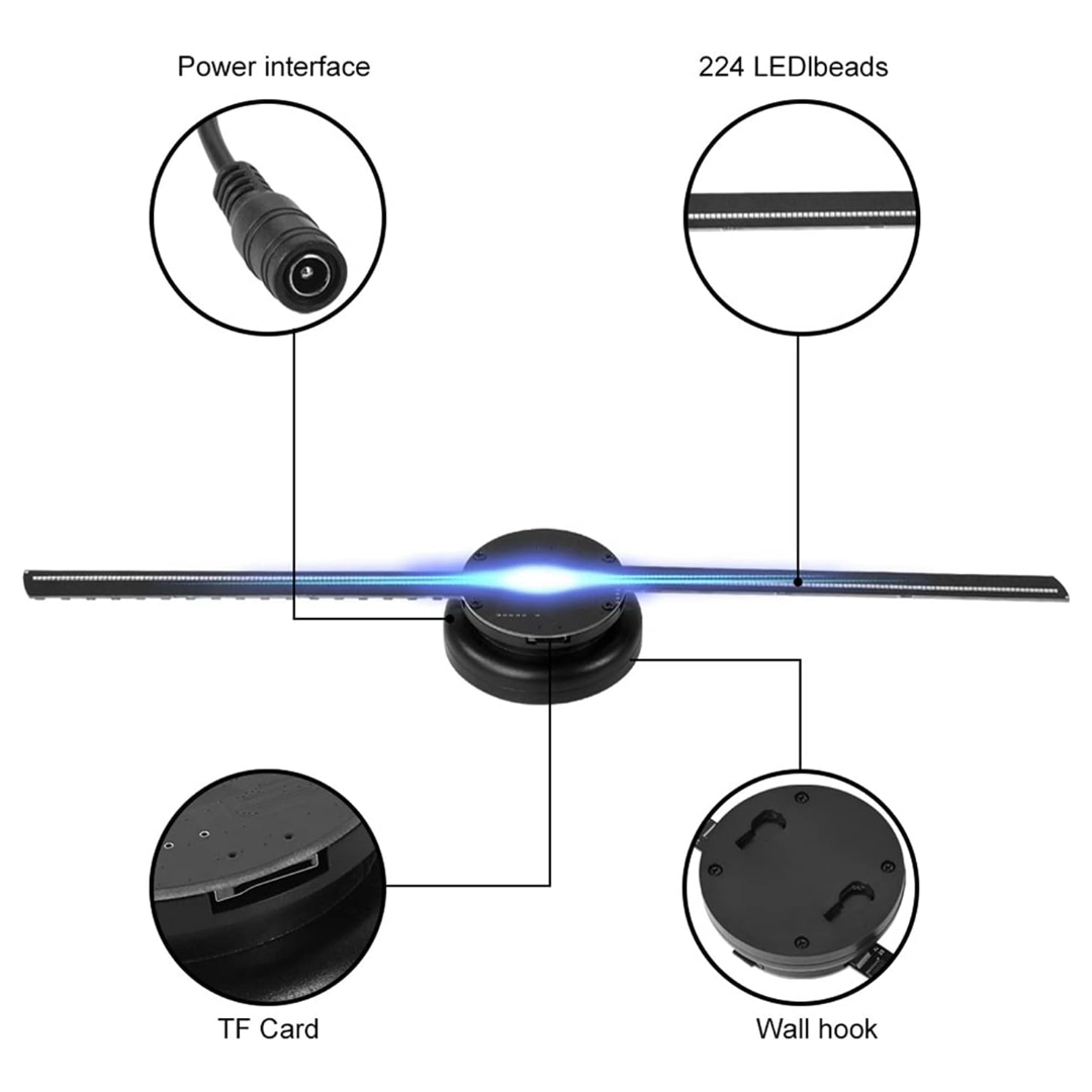 3D Hologram Fan Projector Advertising Display Fan Wall-mounted HD LED