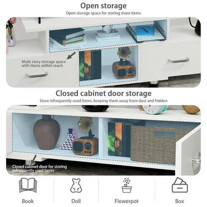 Modern Entertainment Unit Wooden TV Table (White)