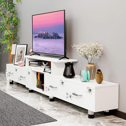 Modern Entertainment Unit Wooden TV Table (White)