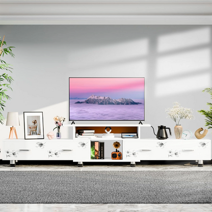 Modern Entertainment Unit Wooden TV Table (White)