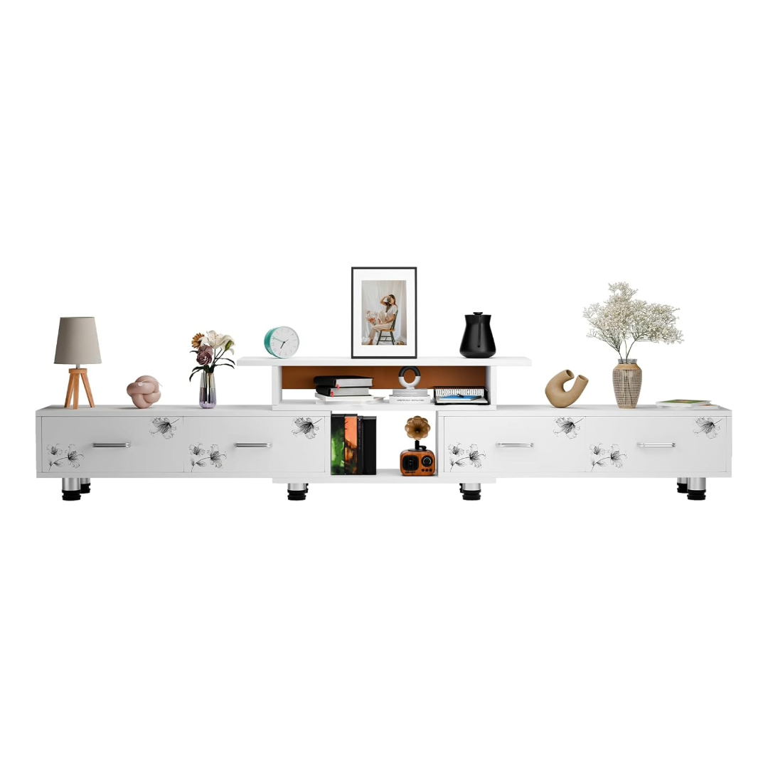 Modern Entertainment Unit Wooden TV Table (White)