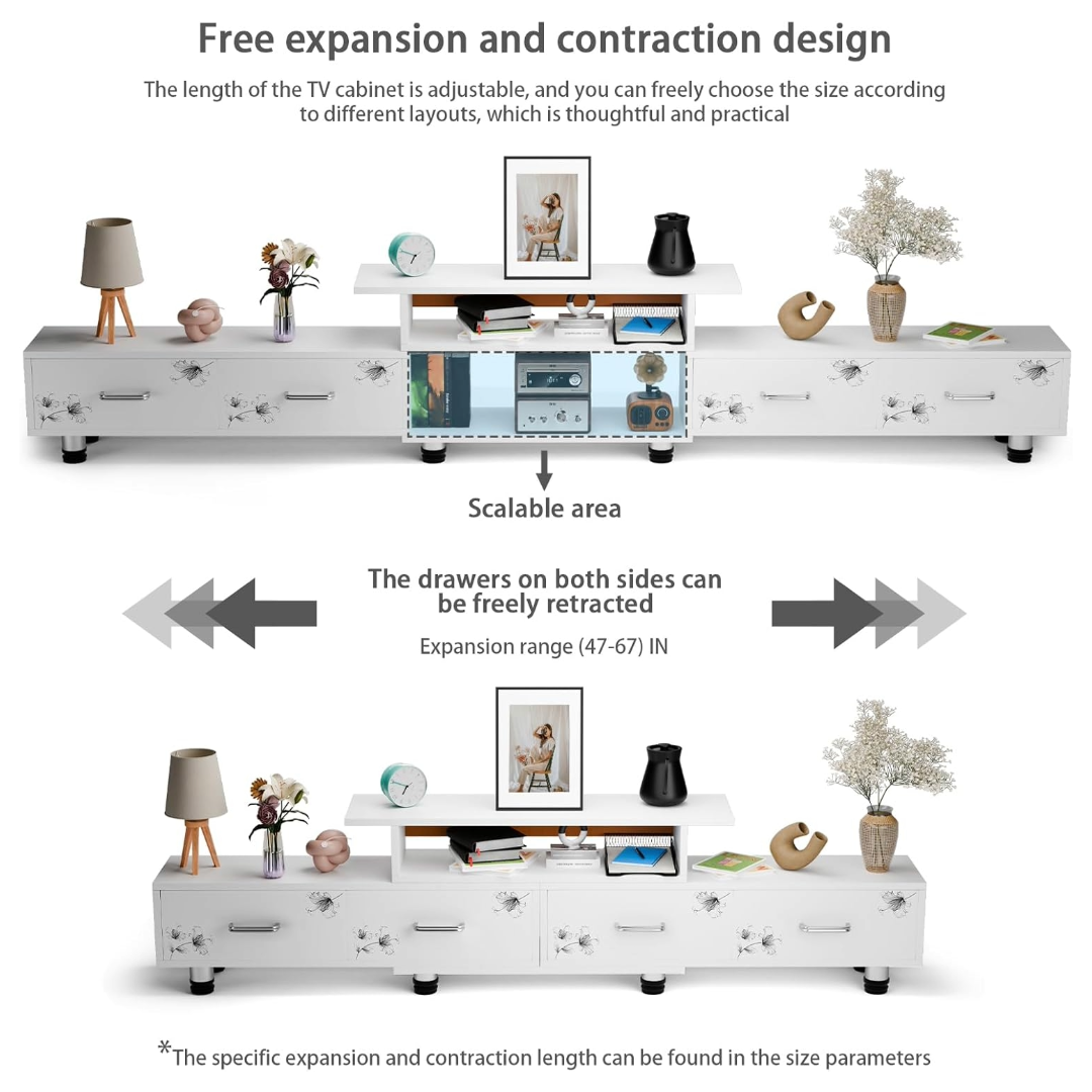 Modern Entertainment Unit Wooden TV Table (White)