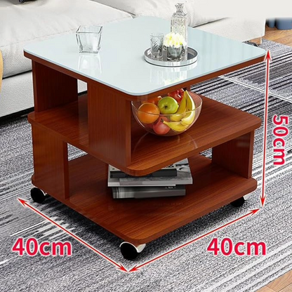 Coffee Table With Wheels and Glass Top