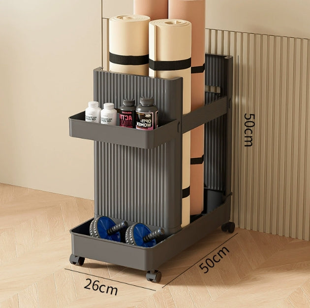 Plastic Modern Home Gym Storage Rack for Yoga Mats, Dumbbells & Kettlebells